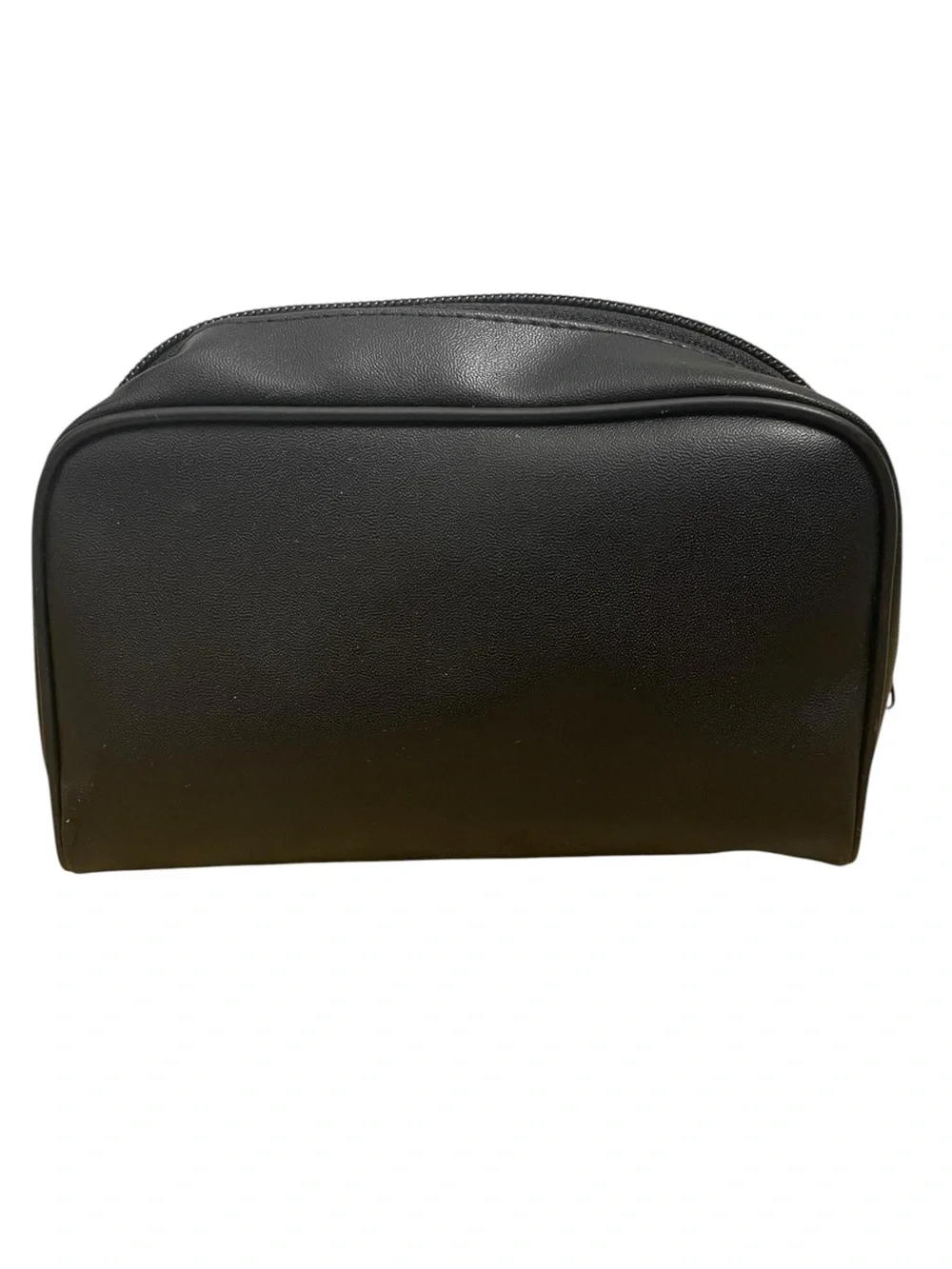 Black Faux Leather Travel Makeup Bag Cosmetic Case
